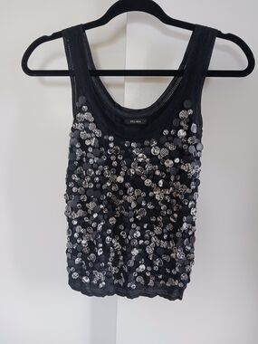 Escada Black Sequin-Studded Tank Top